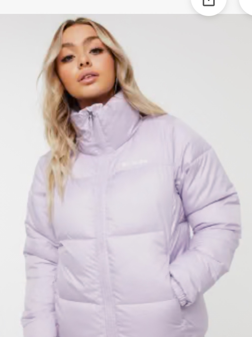 Women’s Light Lavender Puffer Jacket – High-Collar Insulated Coat